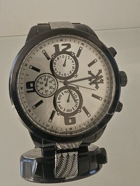 Zoo York Bold Silver-Tone Chronograph Watch with White Dial